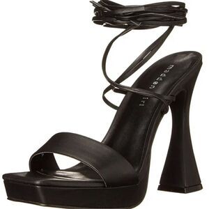 Madden‎ Girl Zorra Womens Heels Size 7.5 Black Wraparound Sandals